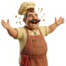 Pizza Planet pizzaiolo chef celebrating with arms raised