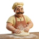 Pizza Planet pizzaiolo chef kneading dough on a floured countertop