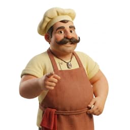 Pizza Planet pizzaiolo chef pointing forward