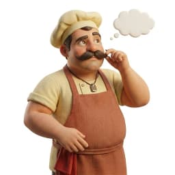 Pizza Planet pizzaiolo chef thoughtfully stroking his mustache